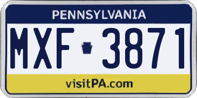 PA license plate MXF3871