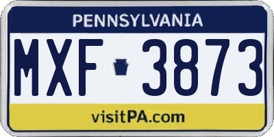 PA license plate MXF3873