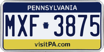PA license plate MXF3875