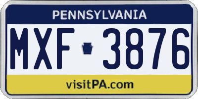 PA license plate MXF3876