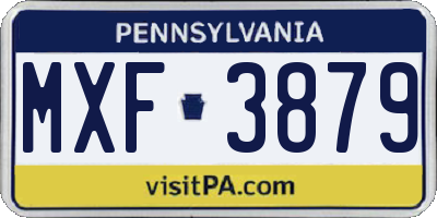PA license plate MXF3879