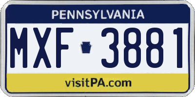 PA license plate MXF3881