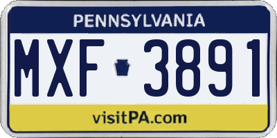 PA license plate MXF3891