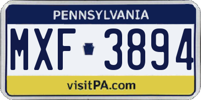 PA license plate MXF3894