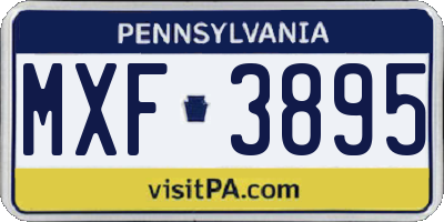 PA license plate MXF3895