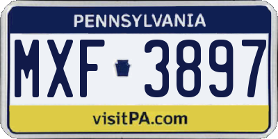 PA license plate MXF3897