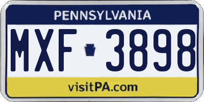PA license plate MXF3898