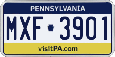 PA license plate MXF3901