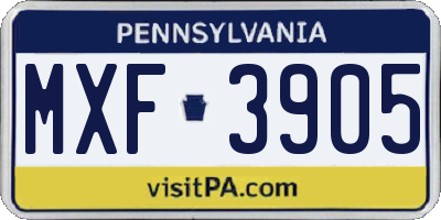 PA license plate MXF3905