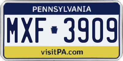 PA license plate MXF3909