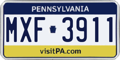 PA license plate MXF3911