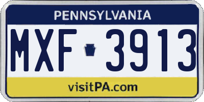 PA license plate MXF3913