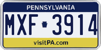 PA license plate MXF3914