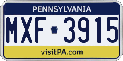 PA license plate MXF3915