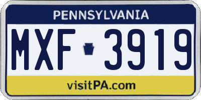 PA license plate MXF3919