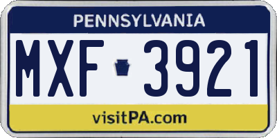 PA license plate MXF3921