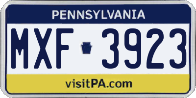 PA license plate MXF3923