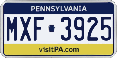 PA license plate MXF3925