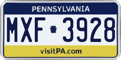 PA license plate MXF3928