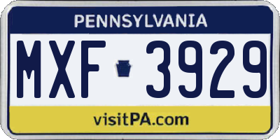 PA license plate MXF3929
