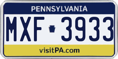 PA license plate MXF3933