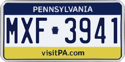 PA license plate MXF3941