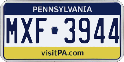 PA license plate MXF3944