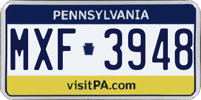 PA license plate MXF3948