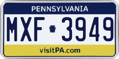 PA license plate MXF3949