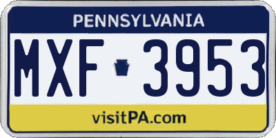 PA license plate MXF3953