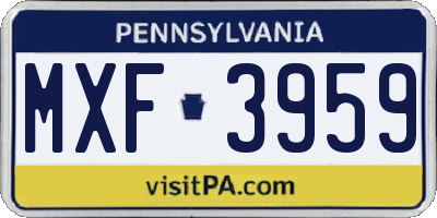 PA license plate MXF3959