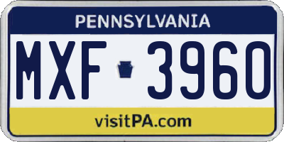 PA license plate MXF3960