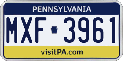 PA license plate MXF3961