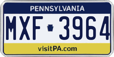 PA license plate MXF3964