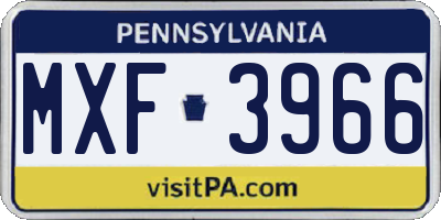 PA license plate MXF3966