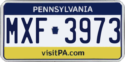 PA license plate MXF3973