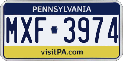 PA license plate MXF3974