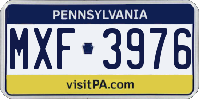 PA license plate MXF3976