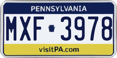 PA license plate MXF3978