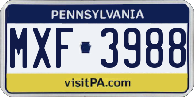 PA license plate MXF3988