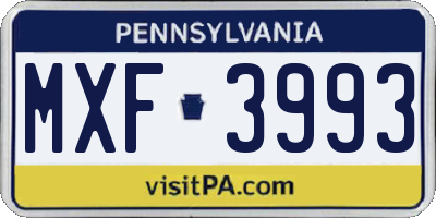 PA license plate MXF3993