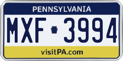 PA license plate MXF3994