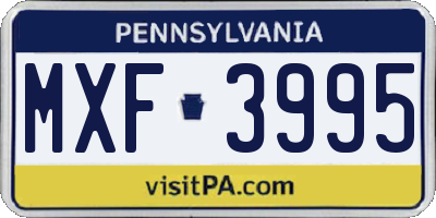 PA license plate MXF3995
