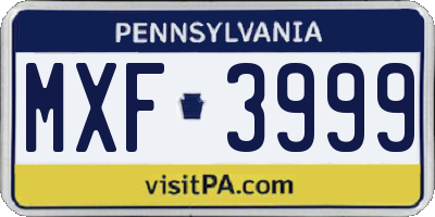 PA license plate MXF3999