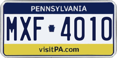 PA license plate MXF4010