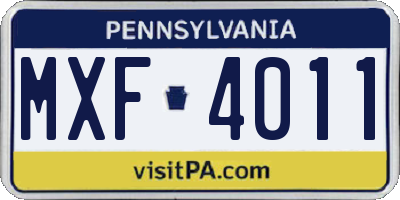 PA license plate MXF4011