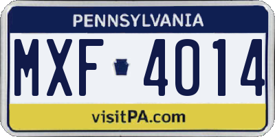 PA license plate MXF4014