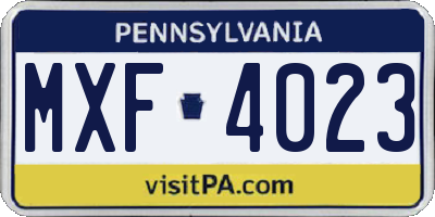 PA license plate MXF4023