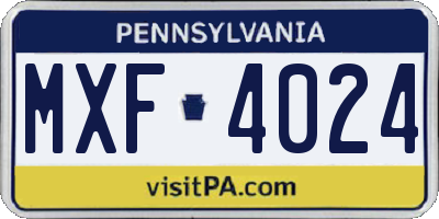 PA license plate MXF4024