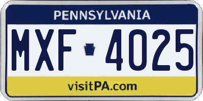 PA license plate MXF4025